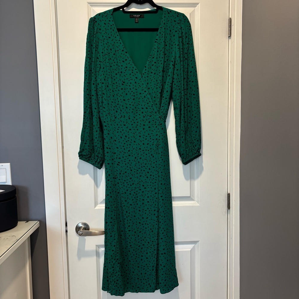 Ever New Emerald Green Long Sleeve Wrap Midi Dress - Picture 3 of 12